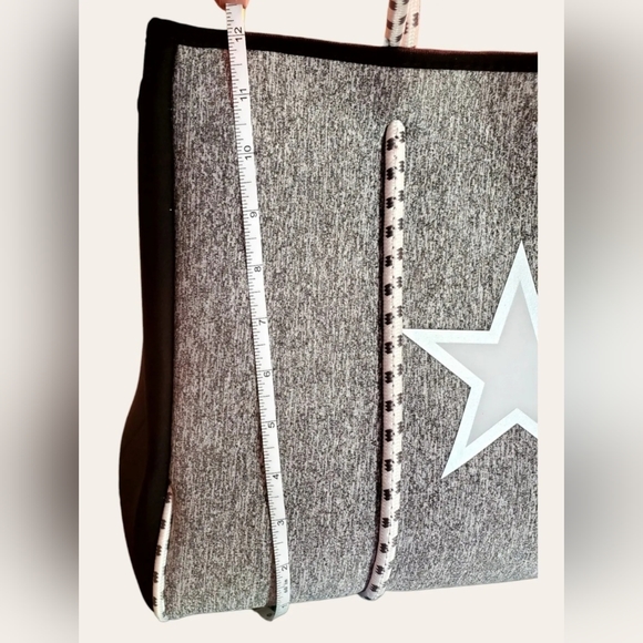 NEW DALLAS HILL Neoprene Tote Bag With Pouchette Grey With Star - Picture 9 of 11